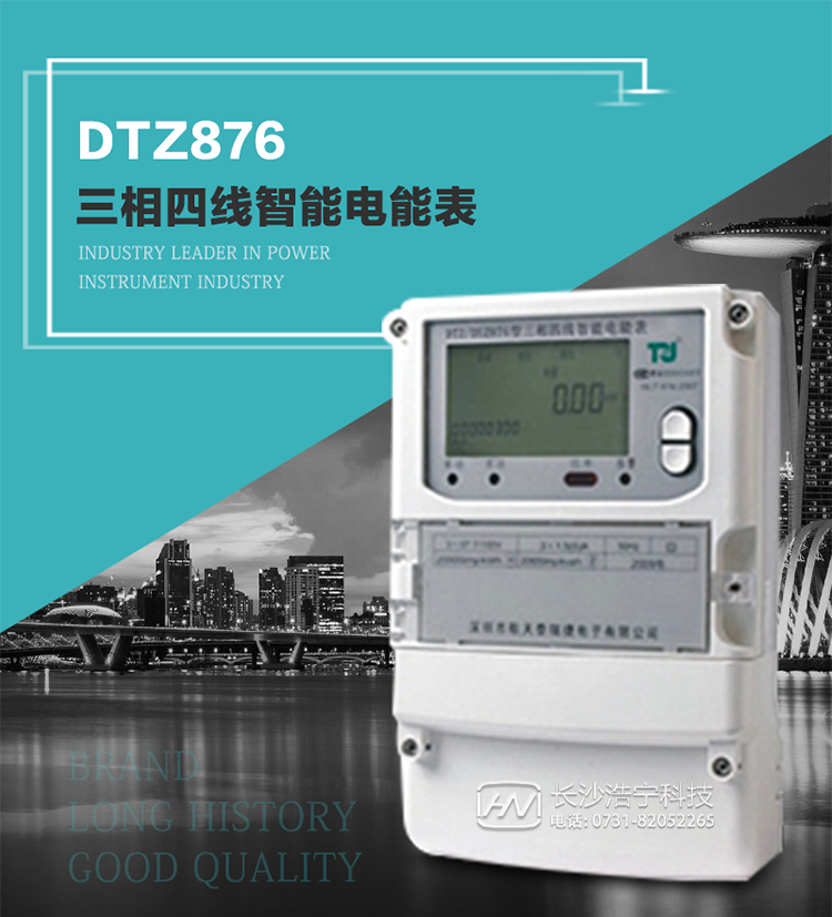 DTZ876型智能電能表是采用大規(guī)模集成電路，應(yīng)用數(shù)字采樣處理技術(shù)及SMT工藝，根據(jù)工業(yè)用戶實際用電狀況所設(shè)計制造的具有現(xiàn)代先進水平的儀表。
該表性能指標符合GB/T 17215.321-2008《交流電測量設(shè)備 特殊要求》第21部分靜止式有功電能表（1級和2級）、GB/T 17215.322-2008《交流電測量設(shè)備 特殊要求》第22部分靜止式有功電能表（0.2S級和0.5S級）國家標準和DL/T 614–2007《多功能電能表》標準，其通信符合DL/T645–2007《多功能電能表通信協(xié)議》的要求，并兼容DL/T645–1997《多功能表通信規(guī)約》的要求，可根據(jù)功能定制需求符合多功能電能表的各項技術(shù)要求。